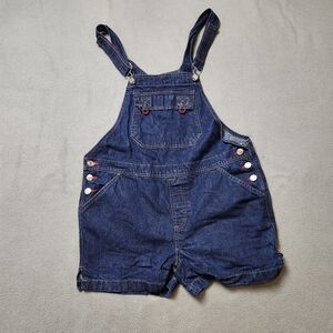 Vintage Classic Women's Denim Short Overalls - Dark Blue Sz Med